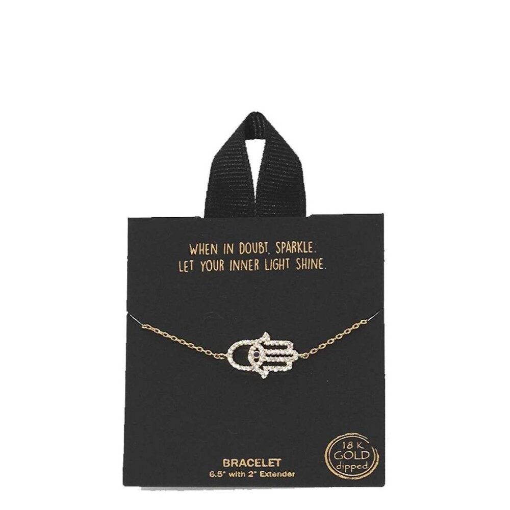 Gold Rhodium Dipped Hamsa Pendant Bracelet